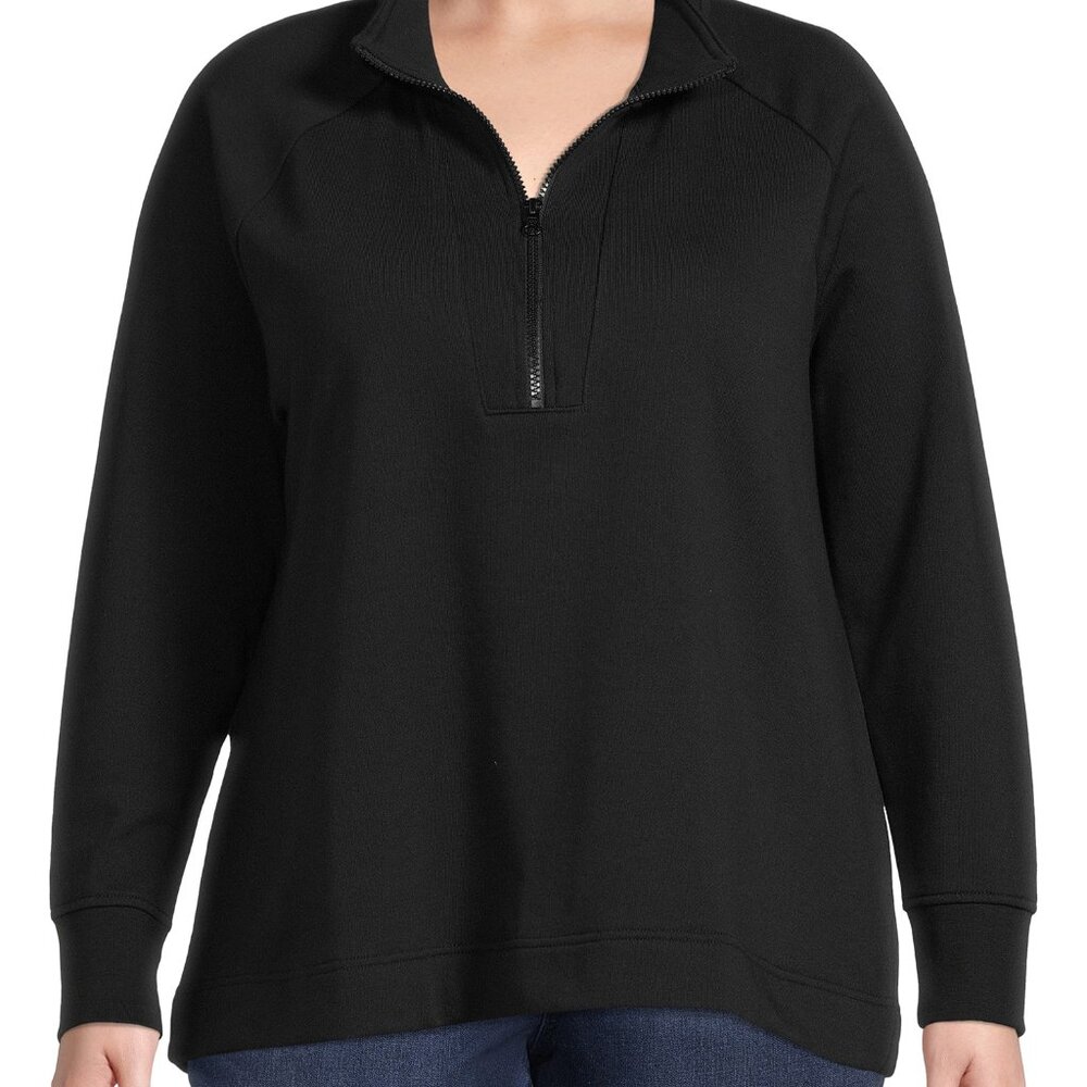 Terra & Sky Women's Plus Size Quarter-Zip Sweatshirt